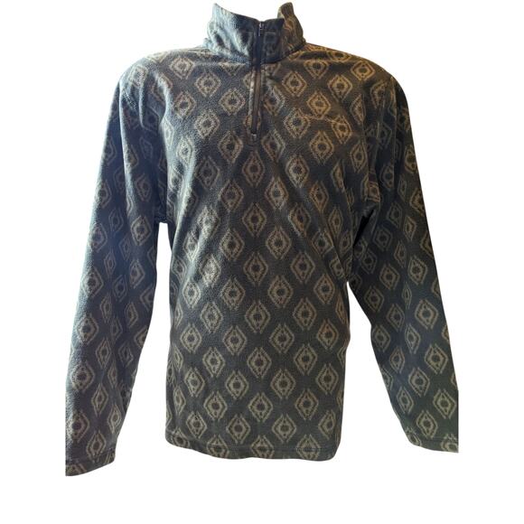 Eddie Bauer Men's Large Fleece Pullover Jacket Aztec Diamond Pattern Green - Picture 11 of 16